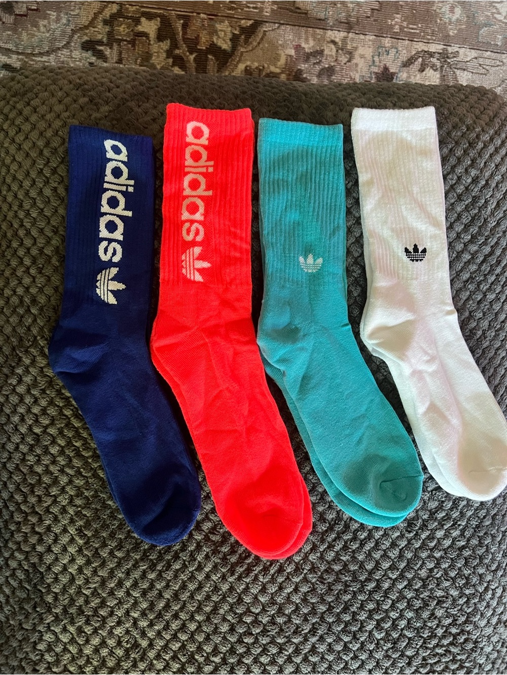 adidas Crew Athletic Socks – blue, hot pink Teal, White (4-Pack)